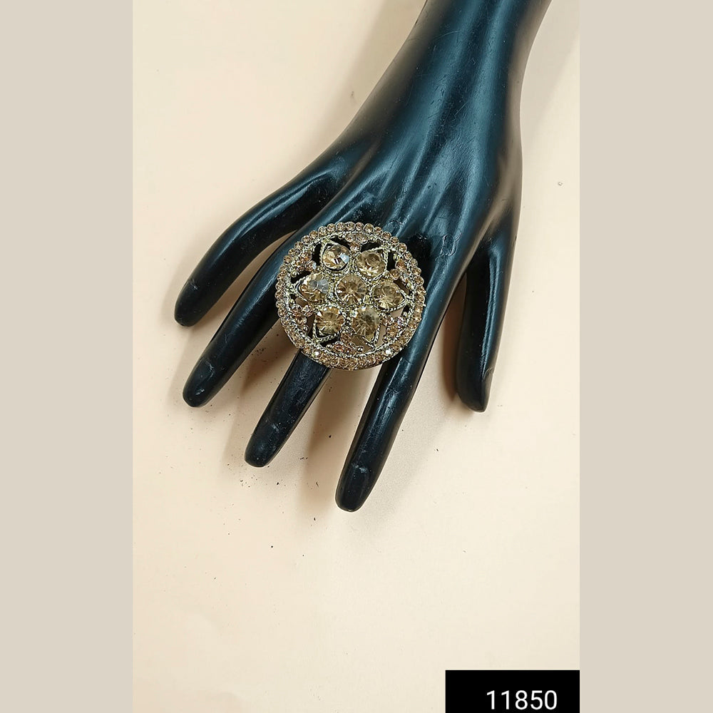 Padmawati Bangles Gold Plated Austrian Stone Adjustable Finger Ring For Women - PBACC282