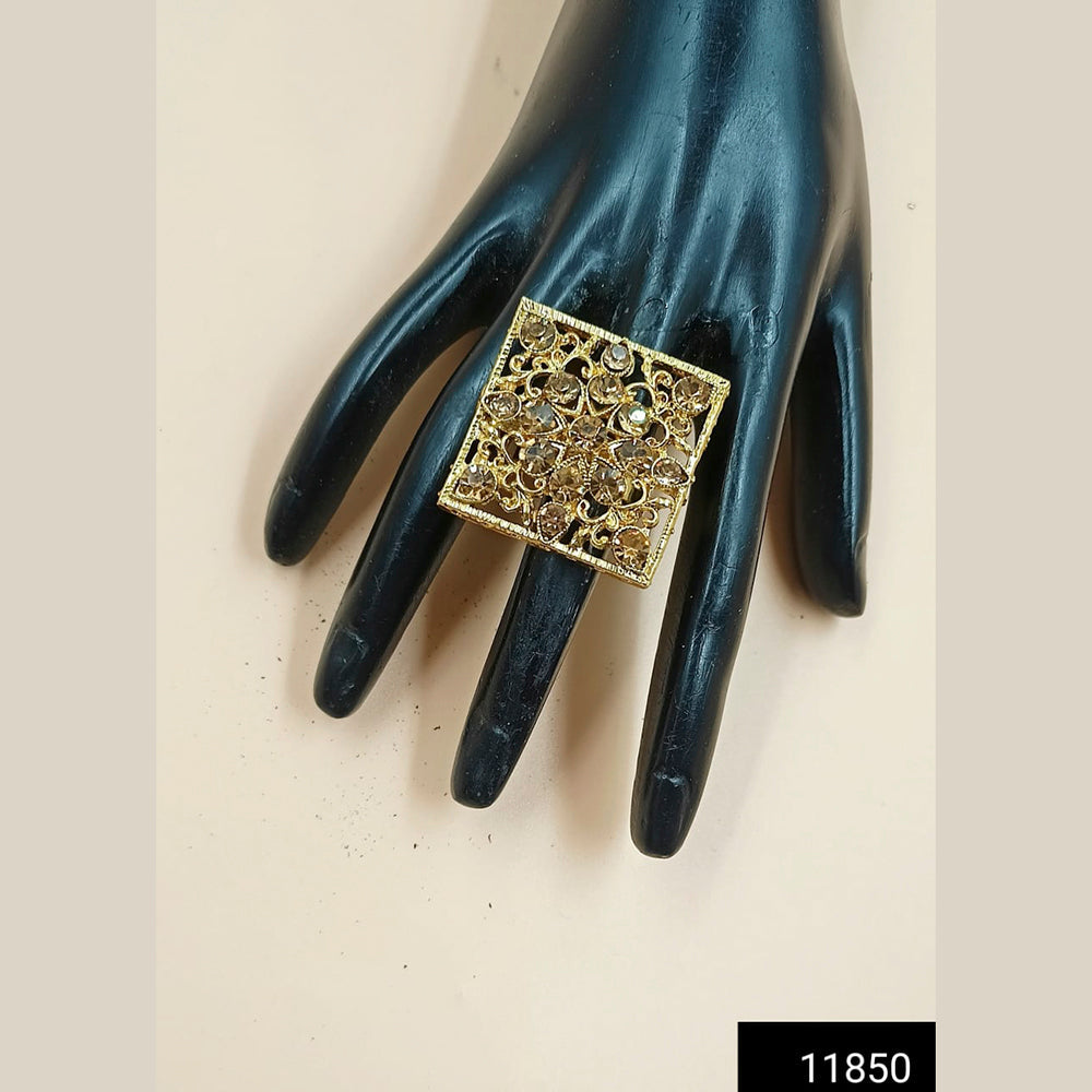 Padmawati Bangles Gold Plated Austrian Stone Adjustable Finger Ring For Women - PBACC284