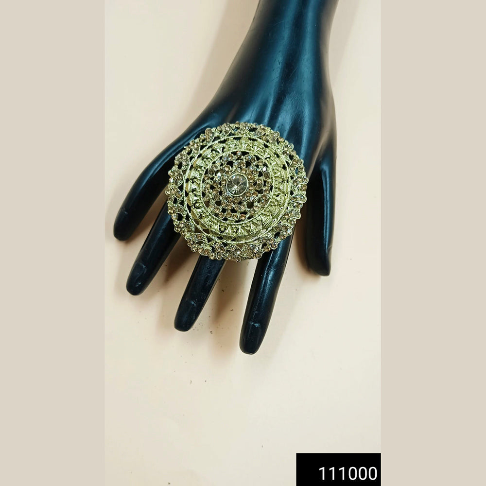 Padmawati Bangles Silver Plated Austrian Stone Adjustable Finger Ring For Women - PBACC285