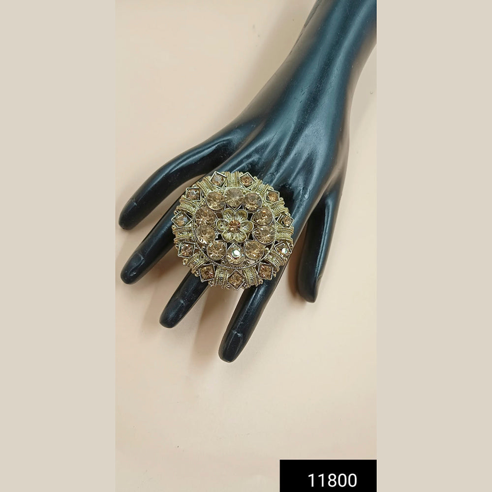 Padmawati Bangles Gold Plated Austrian Stone Adjustable Finger Ring For Women - PBACC287