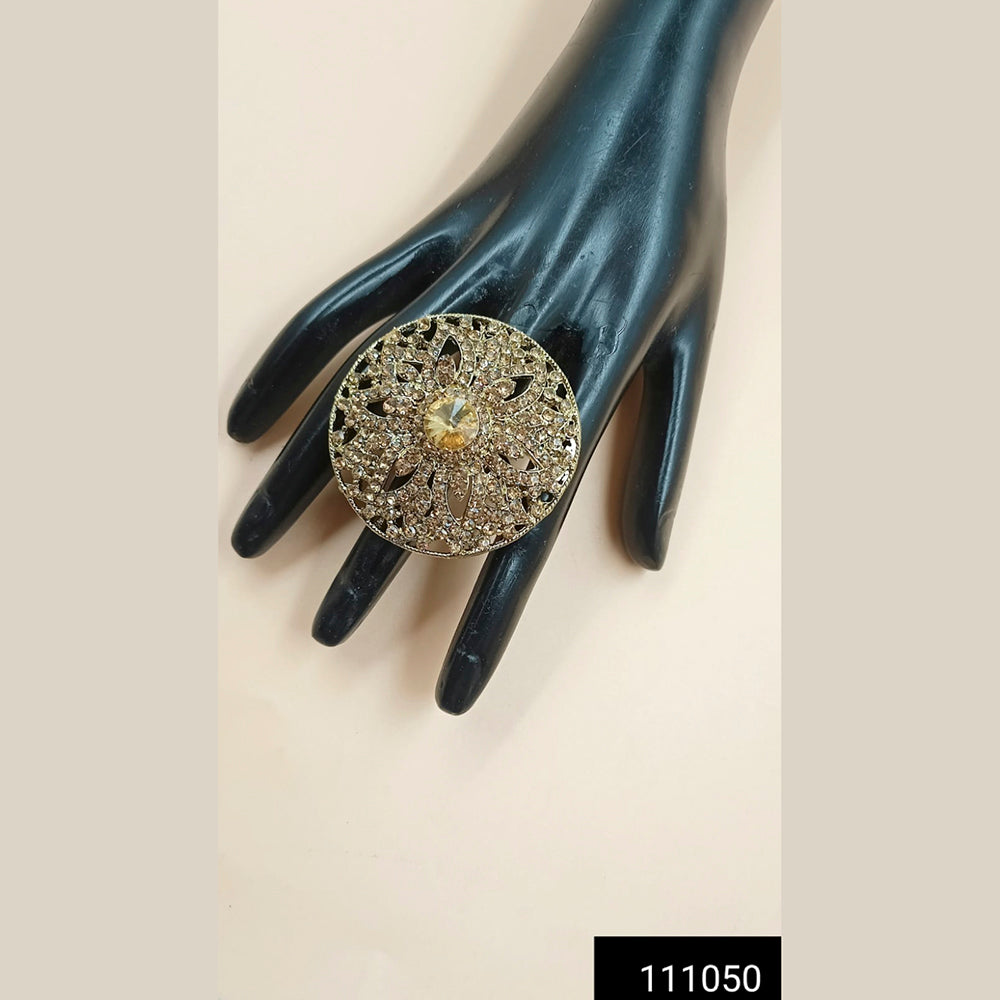 Padmawati Bangles Gold Plated Austrian Stone Adjustable Finger Ring For Women - PBACC288