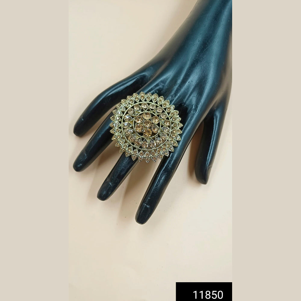 Padmawati Bangles Gold Plated Austrian Stone Adjustable Finger Ring For Women - PBACC289