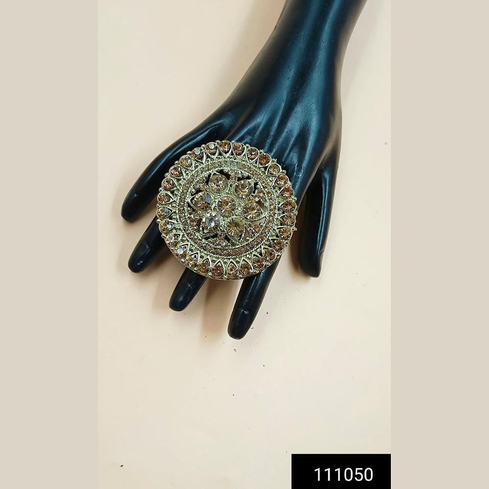 Padmawati Bangles Gold Plated Austrian Stone Adjustable Finger Ring For Women - PBACC300