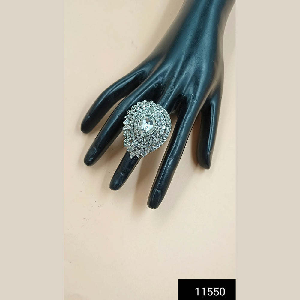 Padmawati Bangles Silver Plated Austrian Stone Adjustable Finger Ring For Women - PBACC306