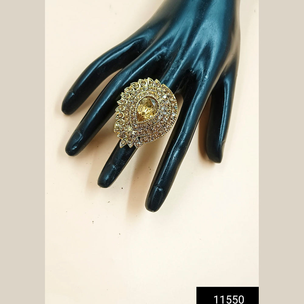 Padmawati Bangles Gold Plated Austrian Stone Adjustable Finger Ring For Women - PBACC310