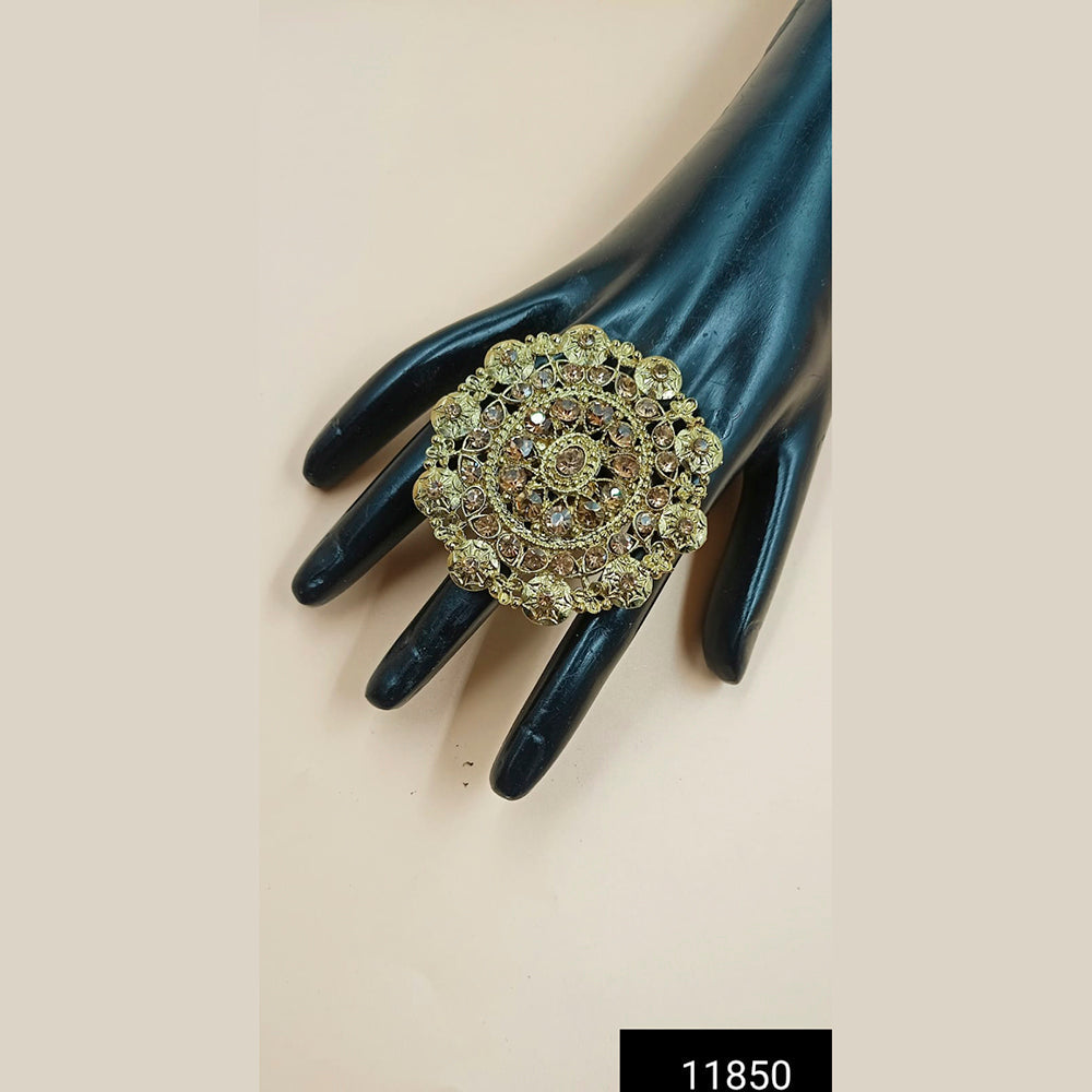 Padmawati Bangles Gold Plated Austrian Stone Adjustable Finger Ring For Women - PBACC311