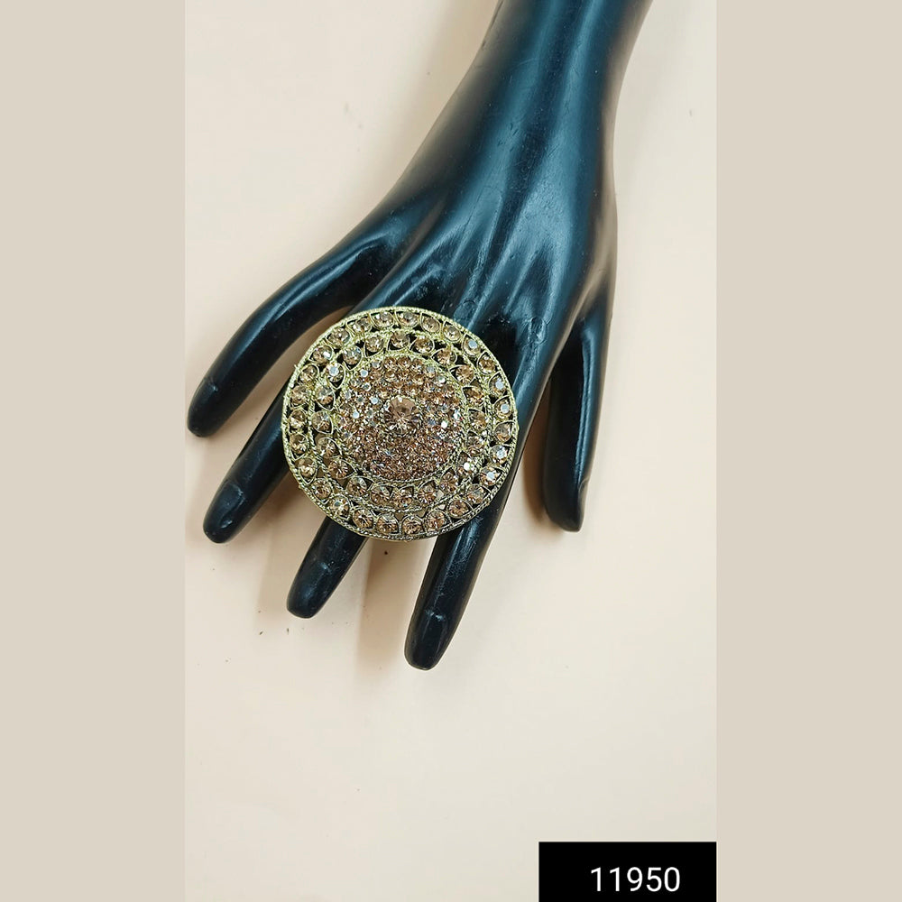 Padmawati Bangles Gold Plated Austrian Stone Adjustable Finger Ring For Women - PBACC312