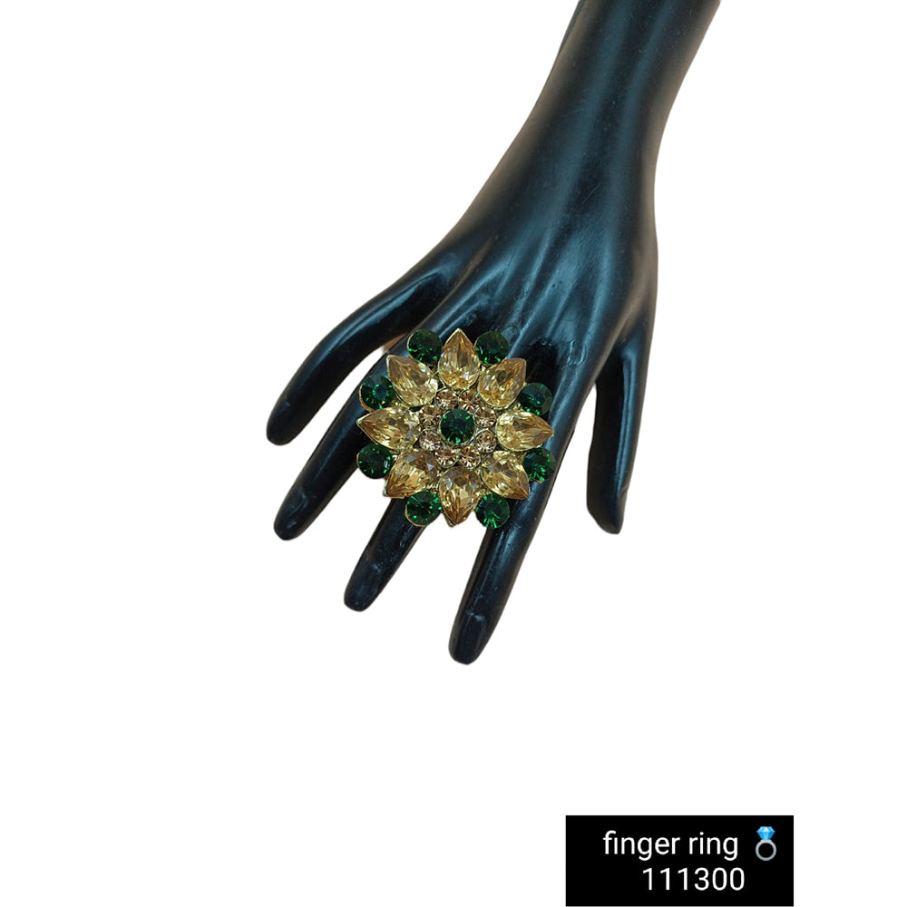 Padmawati Bangles Gold Plated Austrian & Crystal Stone Adjustable Finger Ring For Women