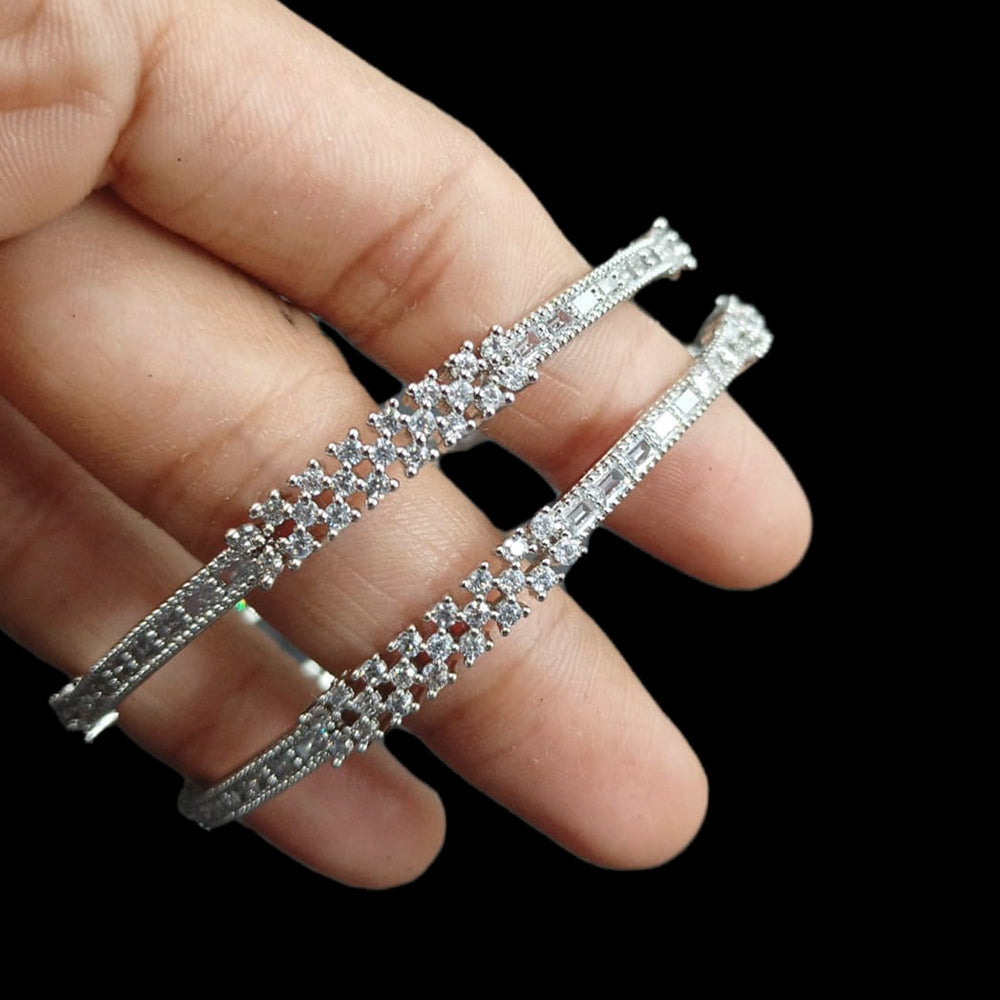 Padmawati Bangles Silver Plated Ad Stone Bangles Set- PBBAN132