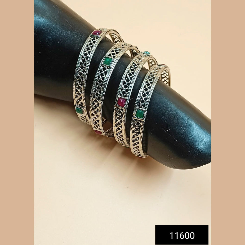 Padmawati Bangles Silver Plated Pota Stone Bangles Set