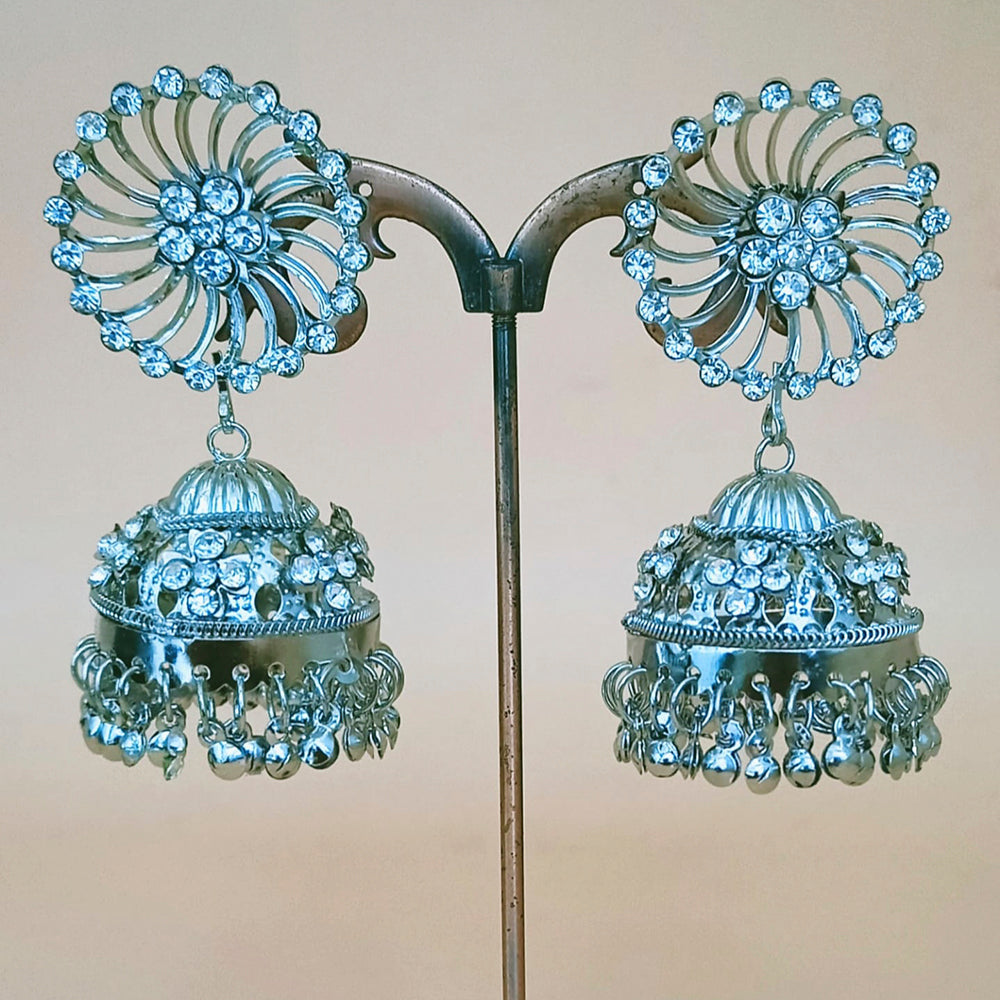 Padmawati Bangles Silver Plated Austrian Stone Jhumki Earrings