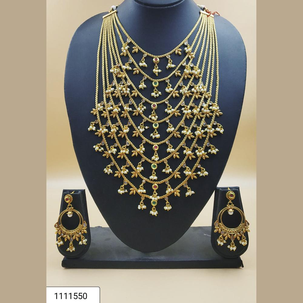 Padmawati Bangles Gold Plated White Kundan And Pearl Necklace Set - PBNECK105