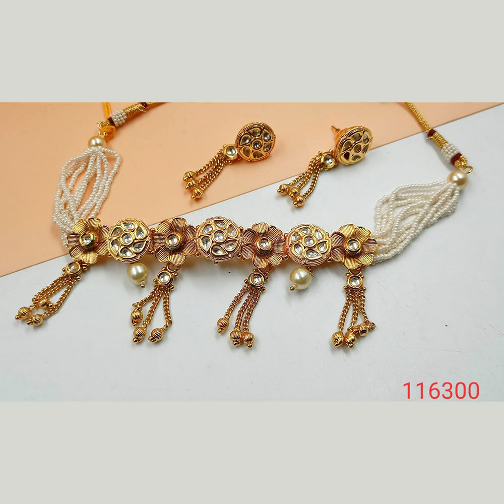 Padmawati Bangles Pota Stone & Kundan Copper Necklace Set