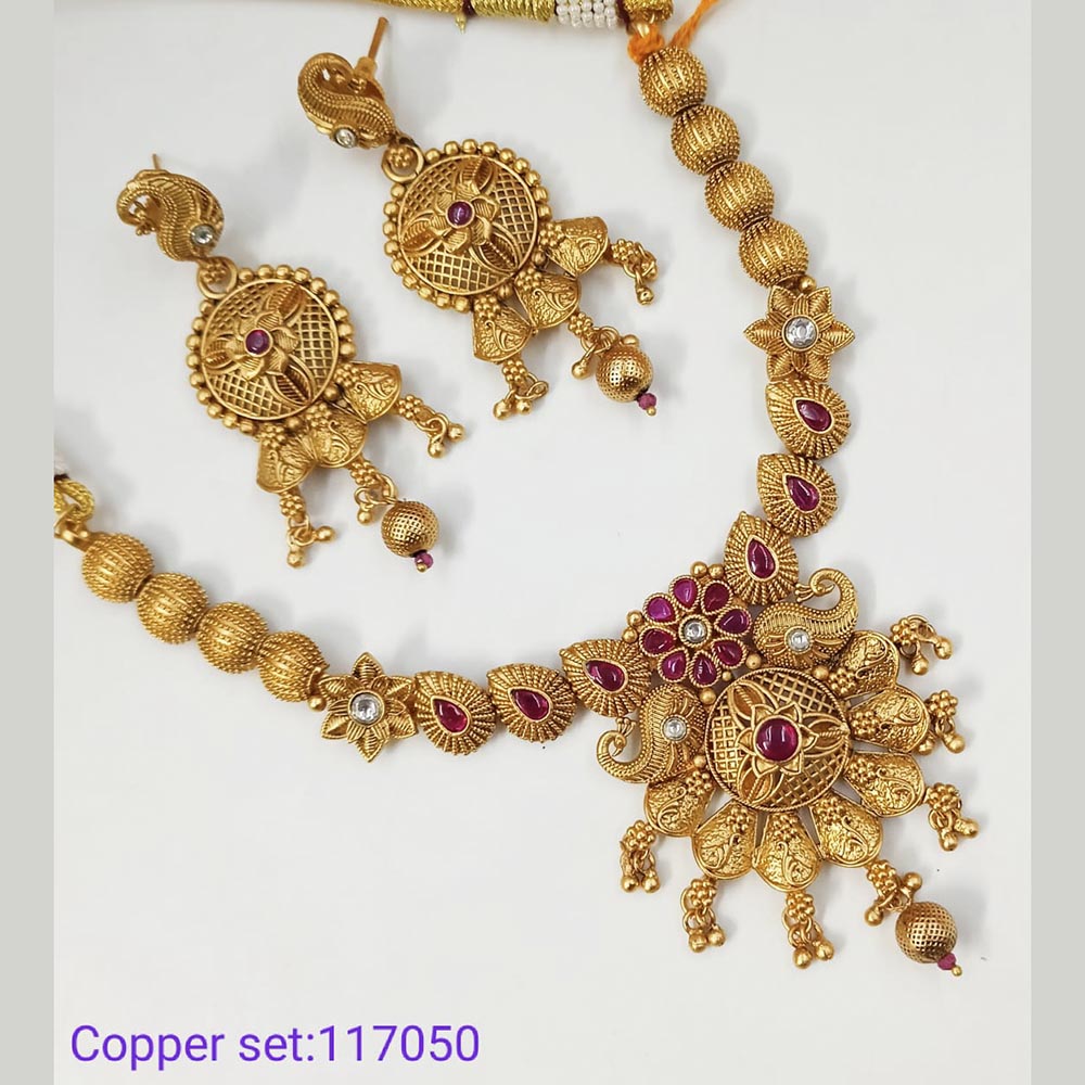 Padmawati Bangles Copper Pink & Green Necklace Set