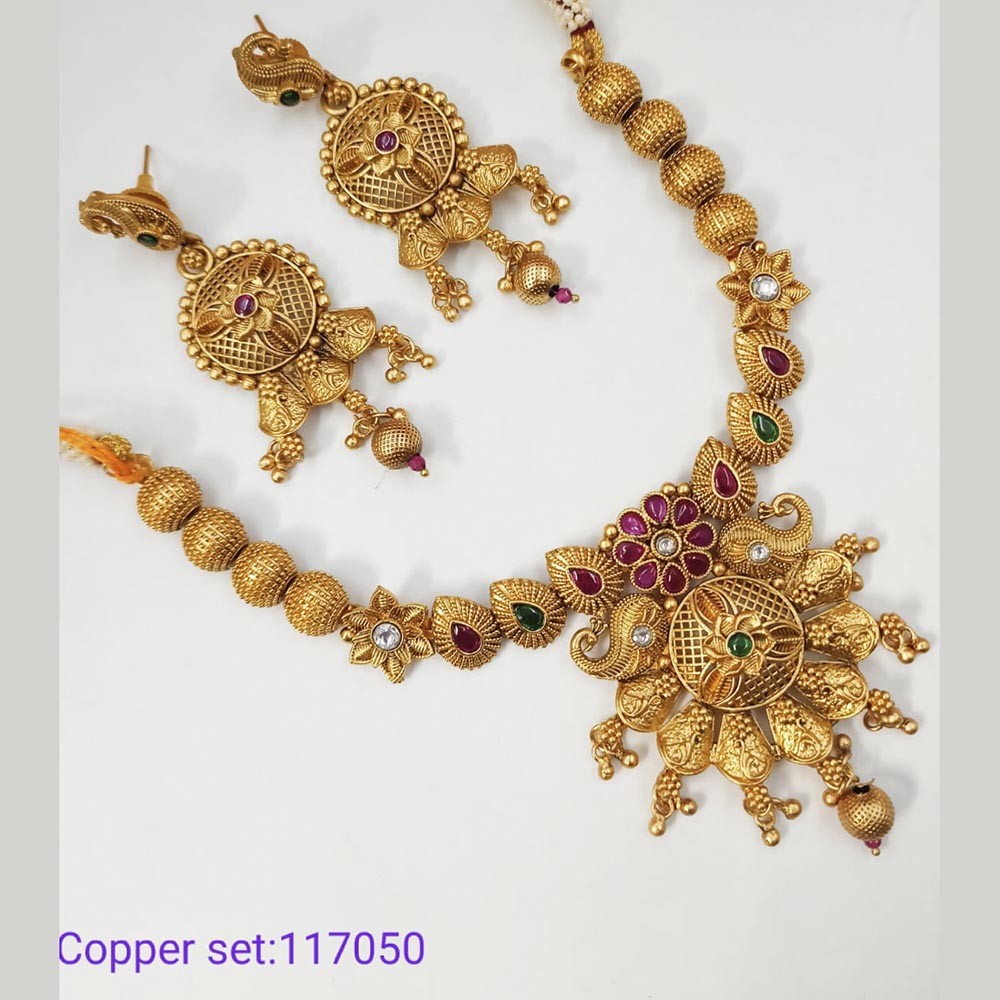 Padmawati Bangles Copper Pink & Green Necklace Set