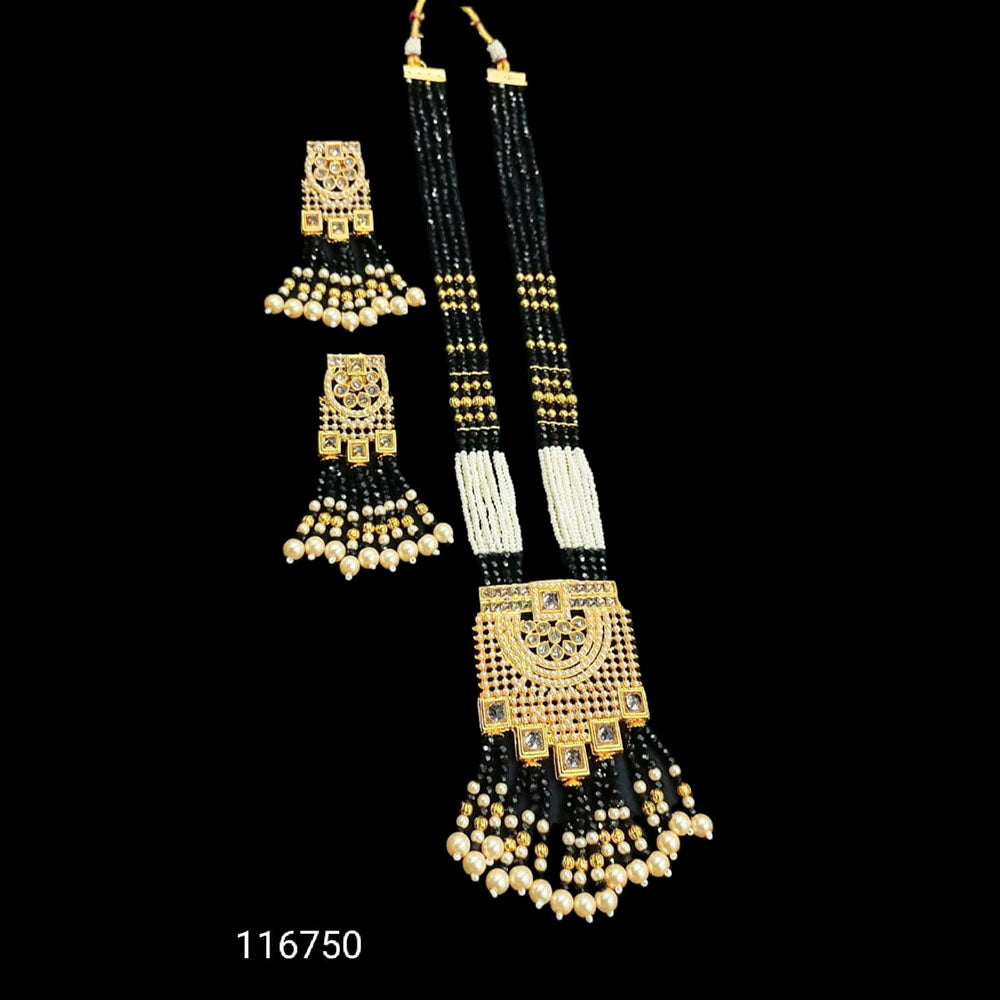 Padmawati Bangles Gold Plated Pota Kundan Stone & Pearl Haram Necklace Set