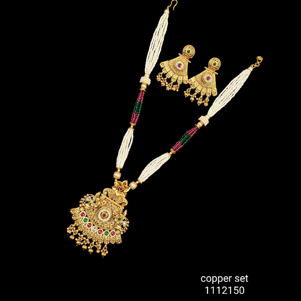 Padmawati Bangles Copper Pota Stone Long Haram Necklace Set