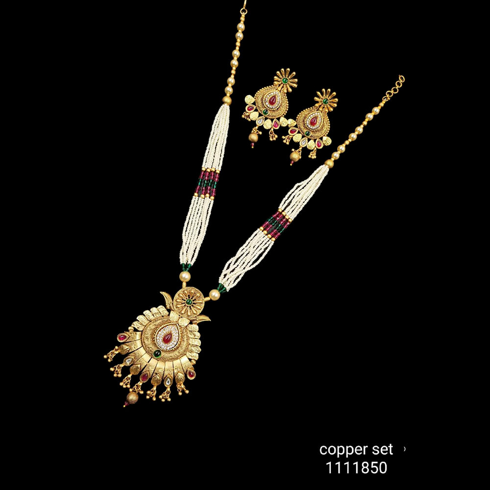 Padmawati Bangles Copper Pota Stone Long Haram Necklace Set