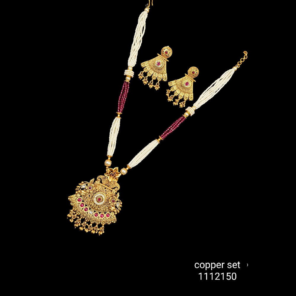 Padmawati Bangles Copper Pota Stone Long Haram Necklace Set