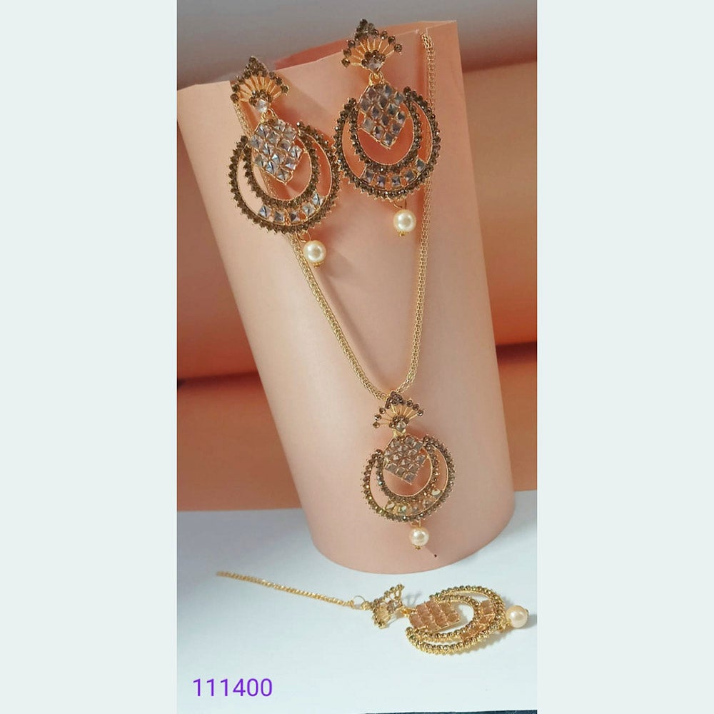 Padmawati Bangles Gold Plated Austrian Stone Pendant Set - PBPEN19