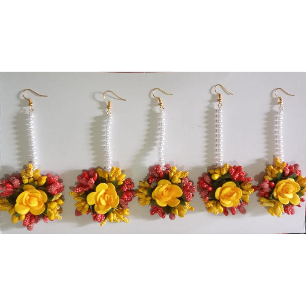 Pooja Bangles Yellow Floral Design Maang tikka