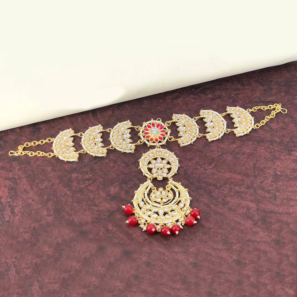 Pooja Bangles Gold Plated Maangtikka With Sheeshphool Hair Accessories For Women