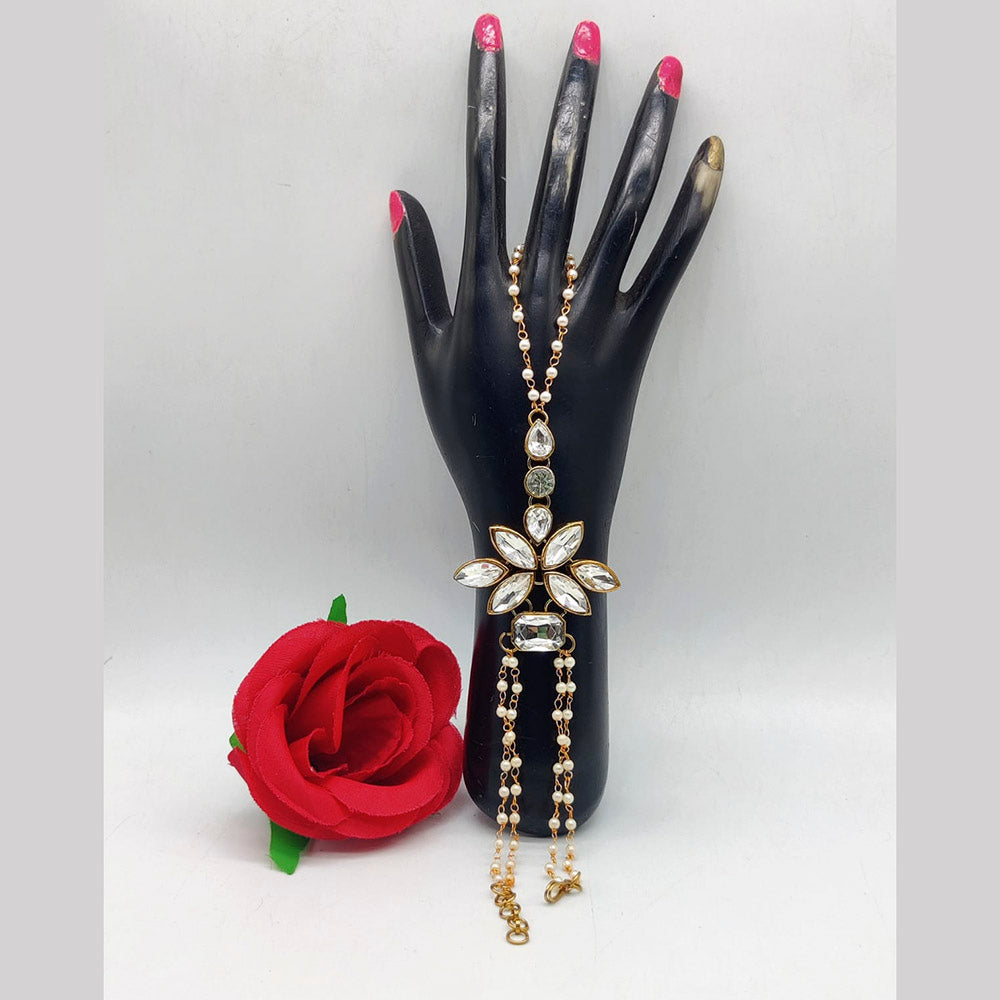 Pooja Bangles Gold Plated Crystal Stone Hand Harness
