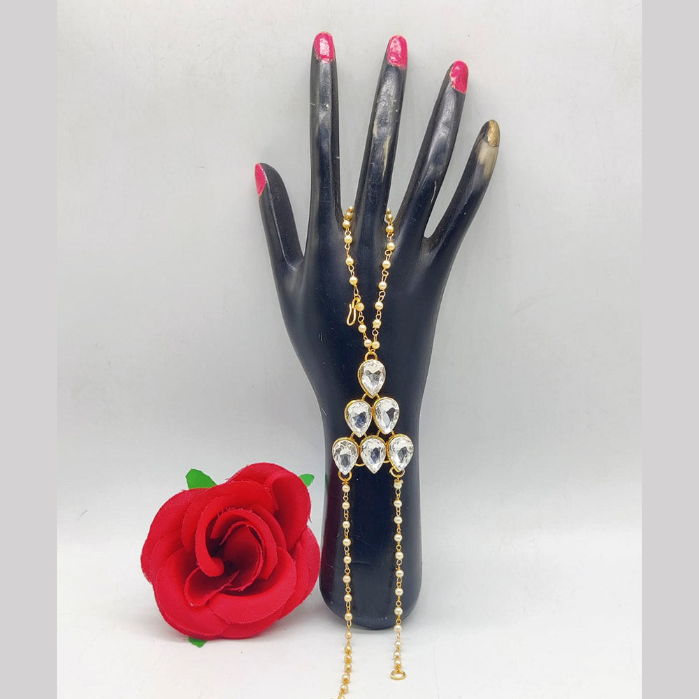 Pooja Bangles Gold Plated Crystal Stone Hand Harness