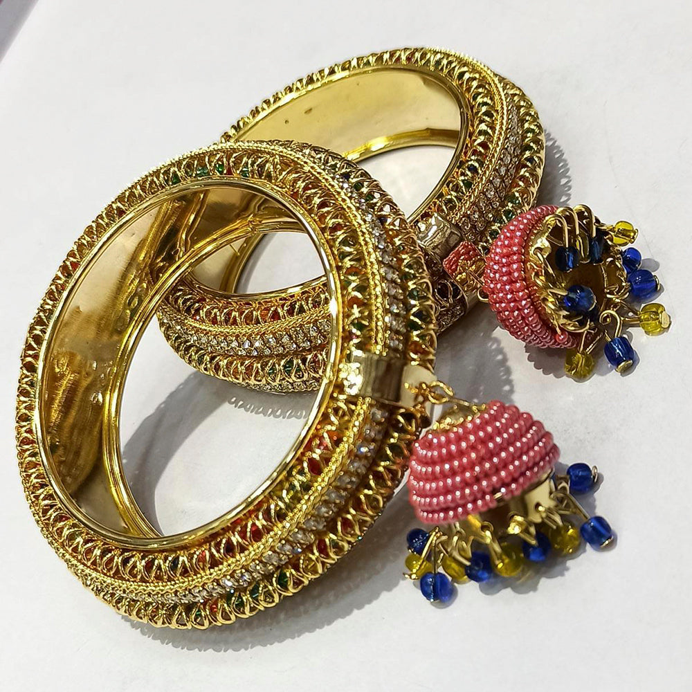 Pooja Bangles Gold Plated Austrian Stone Bangles Set
