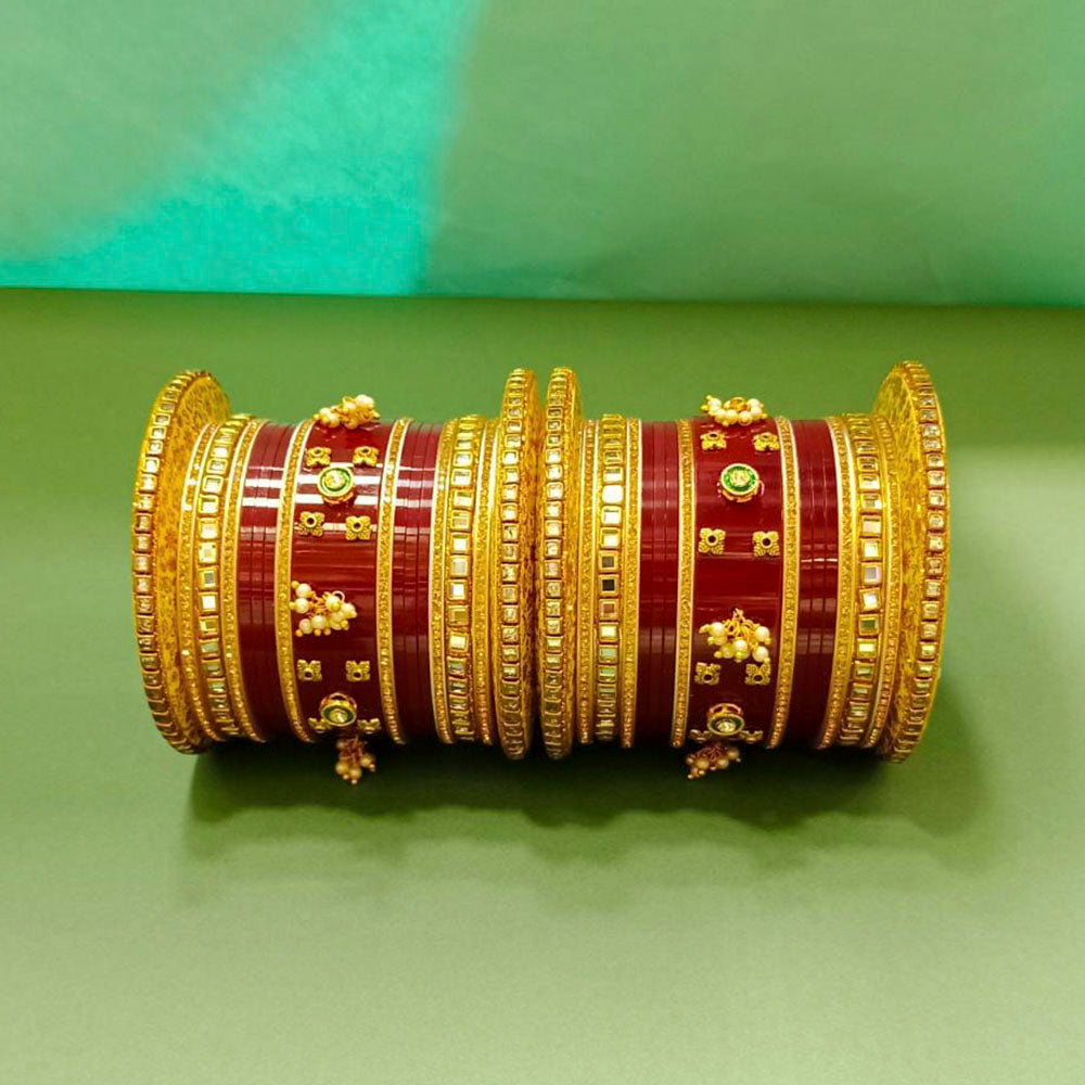 Pooja Bangles Kundan Stone Acrylic Bangles