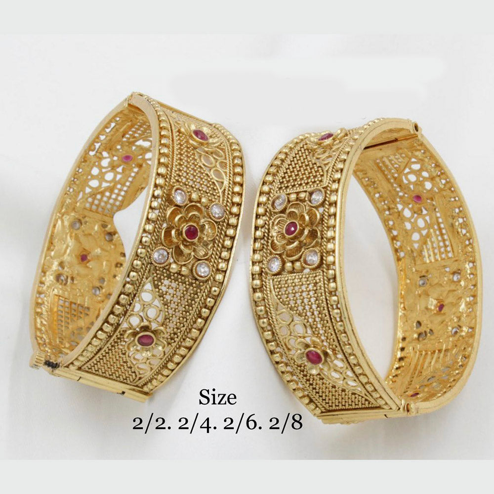 Pooja Bangles Gold Plated Pota Stone Bangles Set
