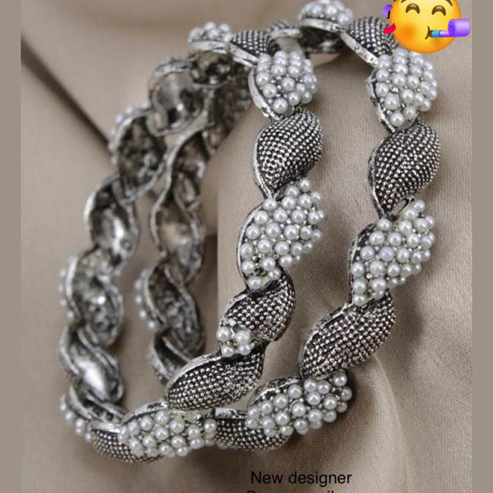 Pooja Bangles Silver Plated Pearl  Bangles Set