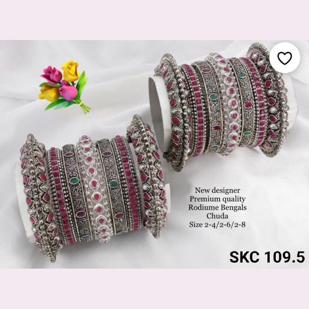 Pooja Bangles Silver Plated Bridal Chudda Bangles Set