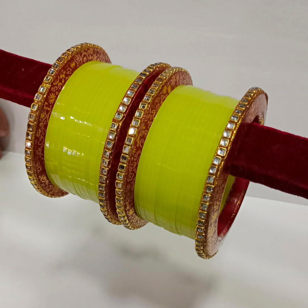 Pooja Bangles Gold Plated Kundan Stone Acrylic Bangles