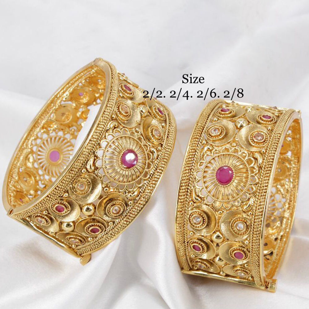 Pooja Bangles Gold Plated Pota Stone Bangles Set