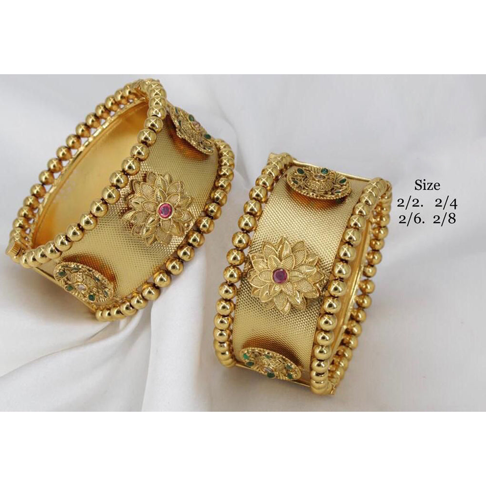 Pooja Bangles Gold Plated Pota Stone Bangles Set