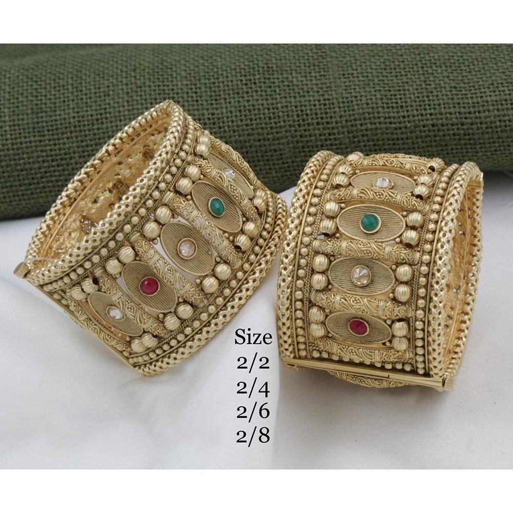 Pooja Bangles Gold Plated Pota Stone Bangles Set