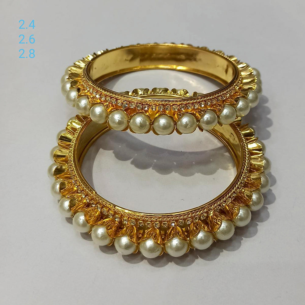 Pooja Bangles Pearl Gold Plated Bangles Set