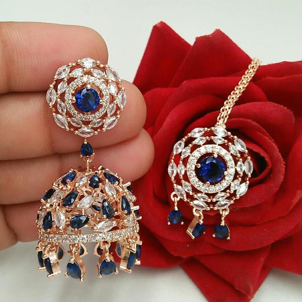 Pooja Bangles American Diamond Jhumki Earrings With Maang Tikka
