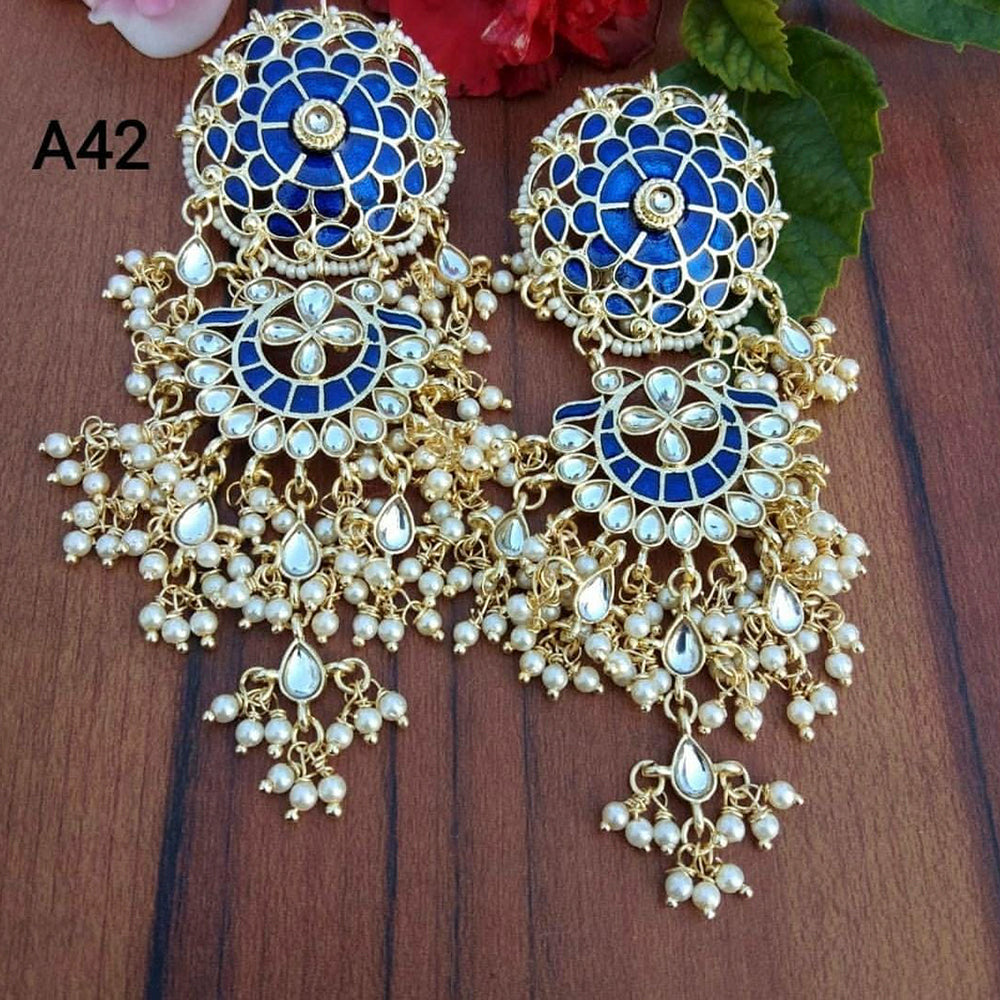 Pooja Bangles Gold Plated Meenakari & Kundan Stone Dangler Earrings