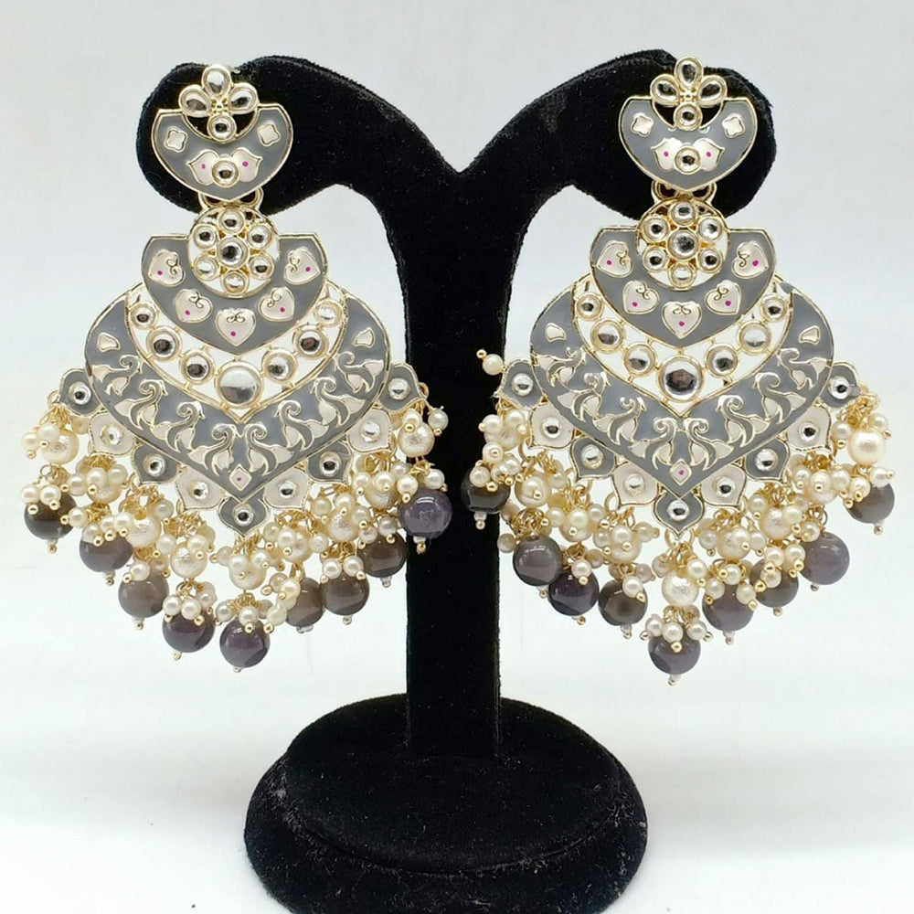 Pooja Bangles Gold Plated Beads & Kundan Stone & Meenakari Dangler Earrings
