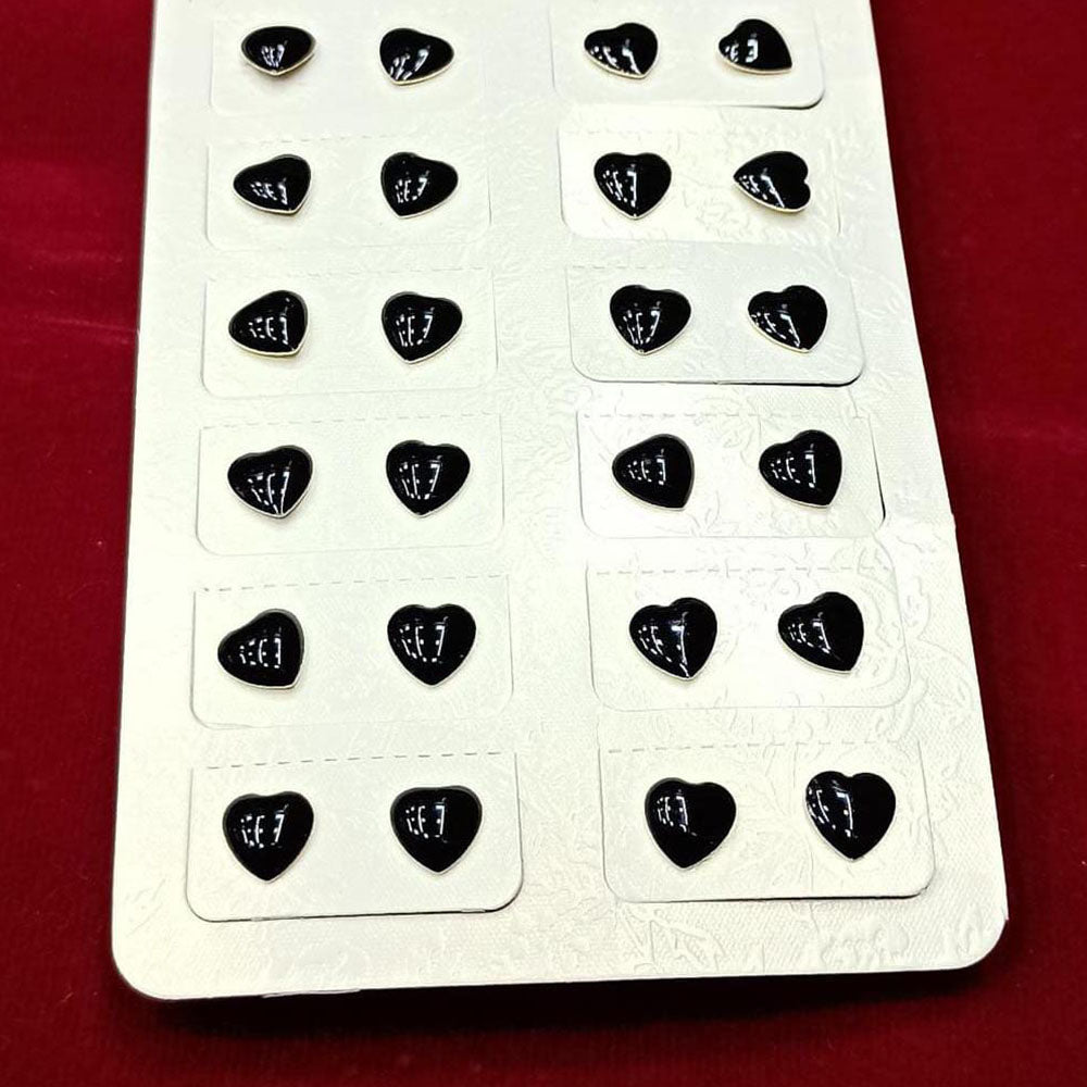 Pooja Bangles Pack Of 12 Heart Shape Stud Earrings
