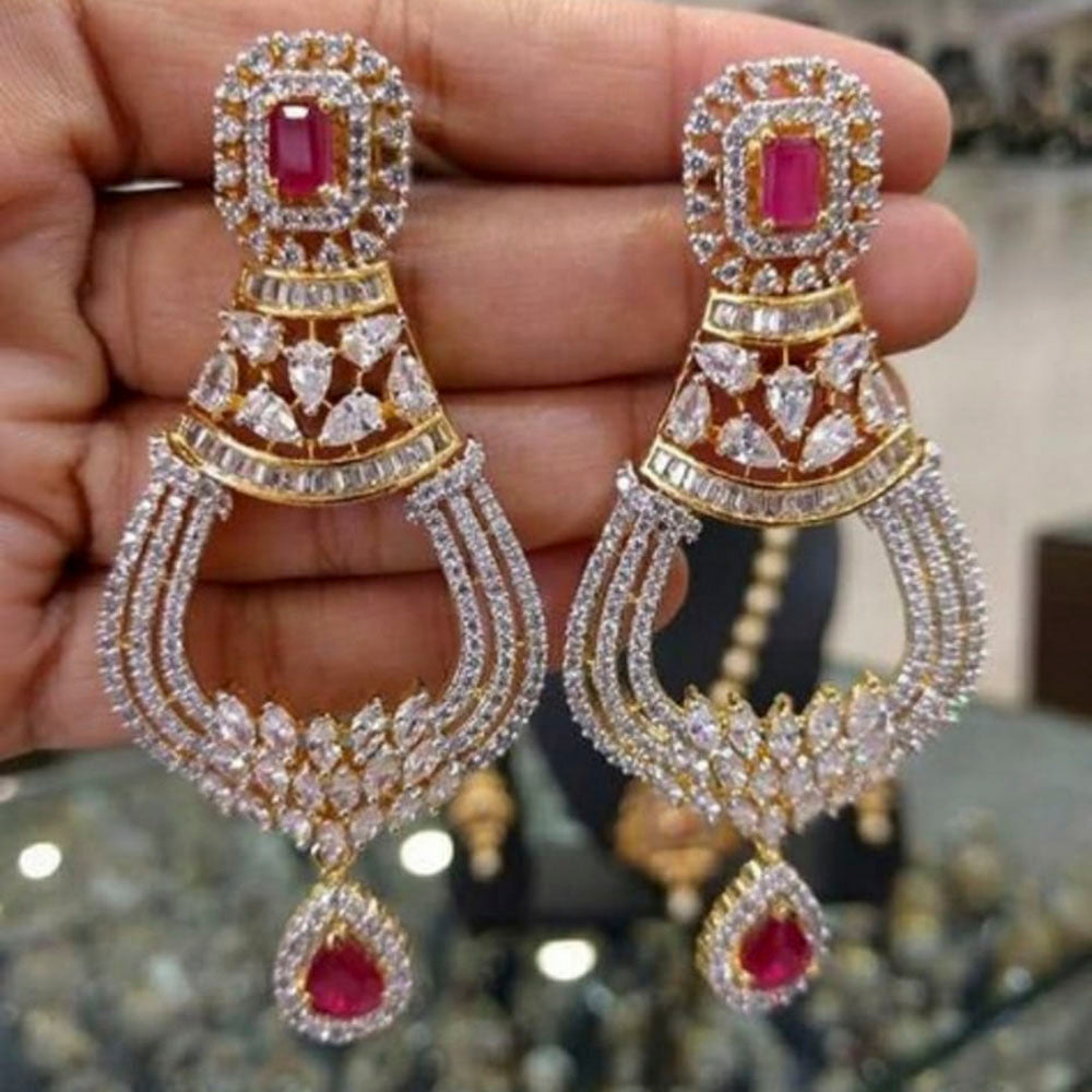 Pooja Bangles Gold Plated AD Stone Dangler Earrings
