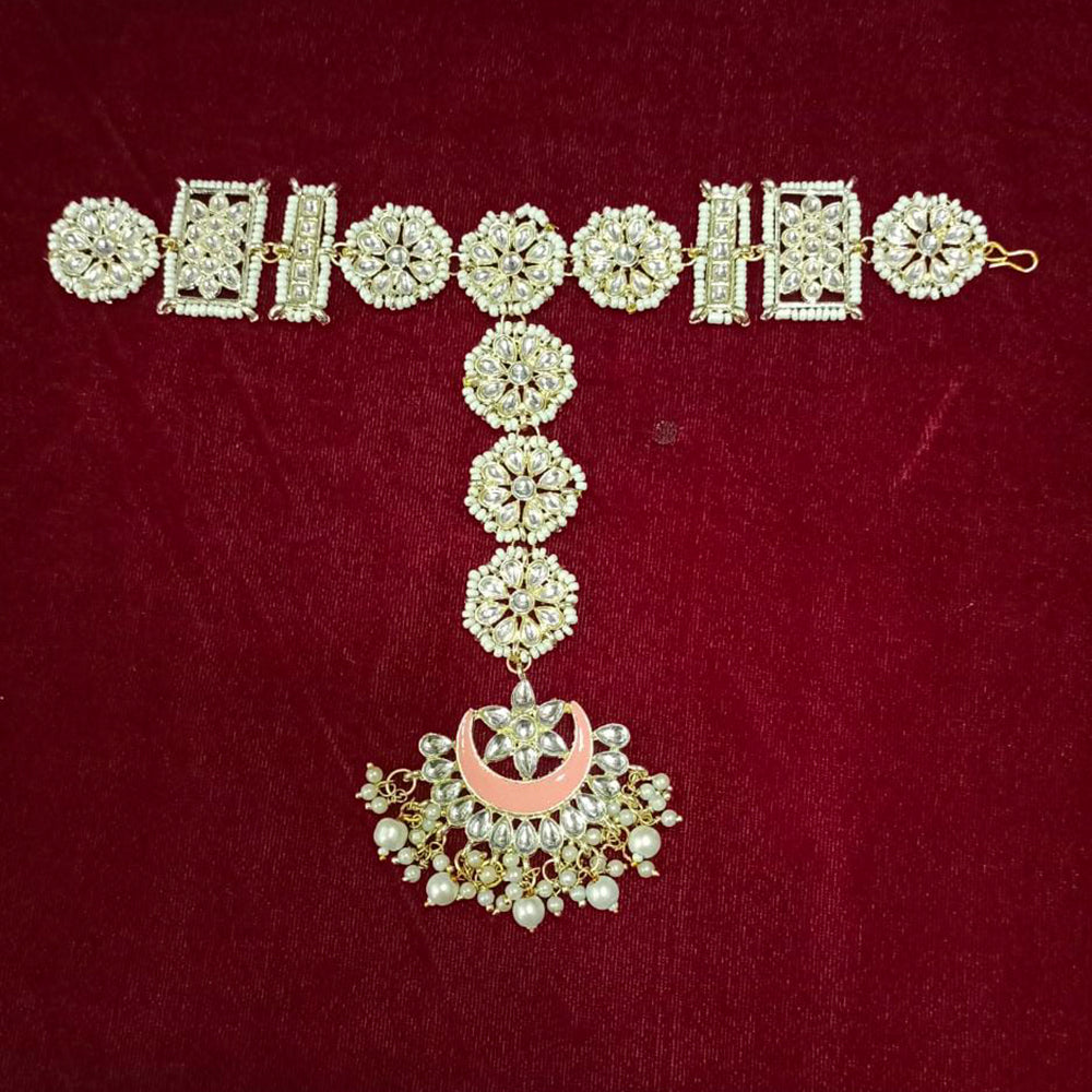 Pooja Bangles Gold Plated Kundan & Meenakari Sheeshphool Maang Tikka Hair Accessories For Women