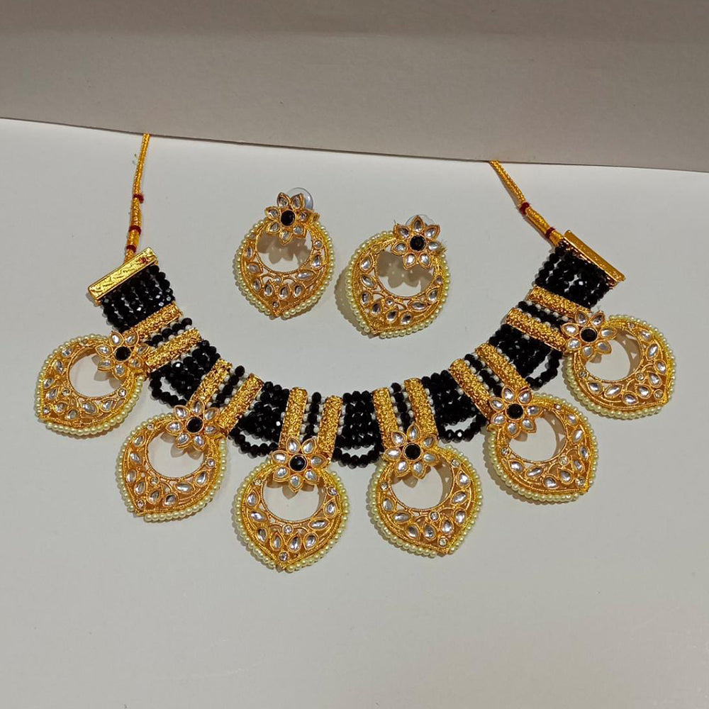 Pooja Bangles Gold Plated Kundan Stone & Beads Necklace Set