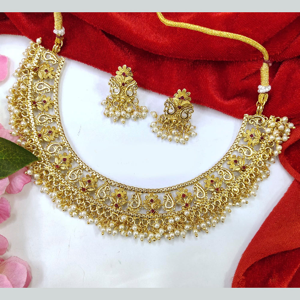 Pooja Bangles Gold Plated Pota Stone Necklace Set