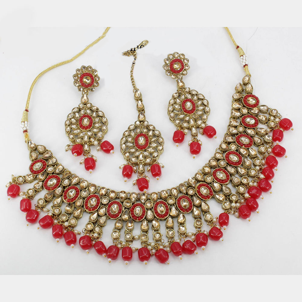 Pooja Bangles Gold Plated Pota And Crystal Stone & Beads Necklace Set