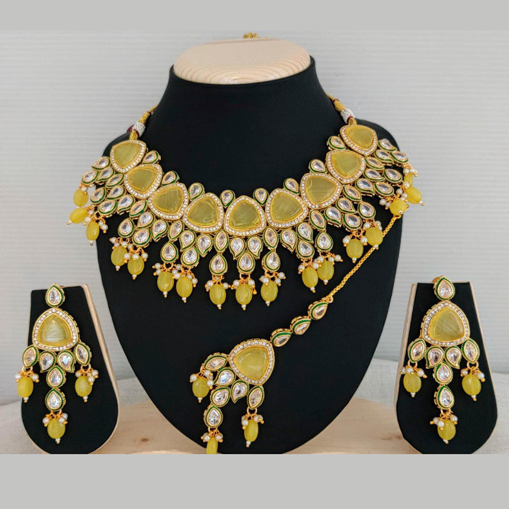 Pooja Bangles Gold Plated Kundan And Crystal Stone & Beads Necklace Set