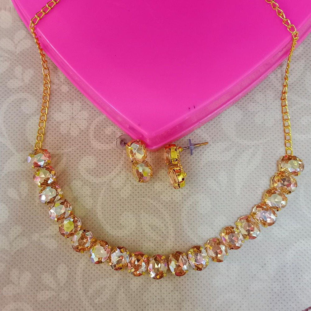 Pooja Bangles Gold Plated Crystal Stone Choker Necklace Set