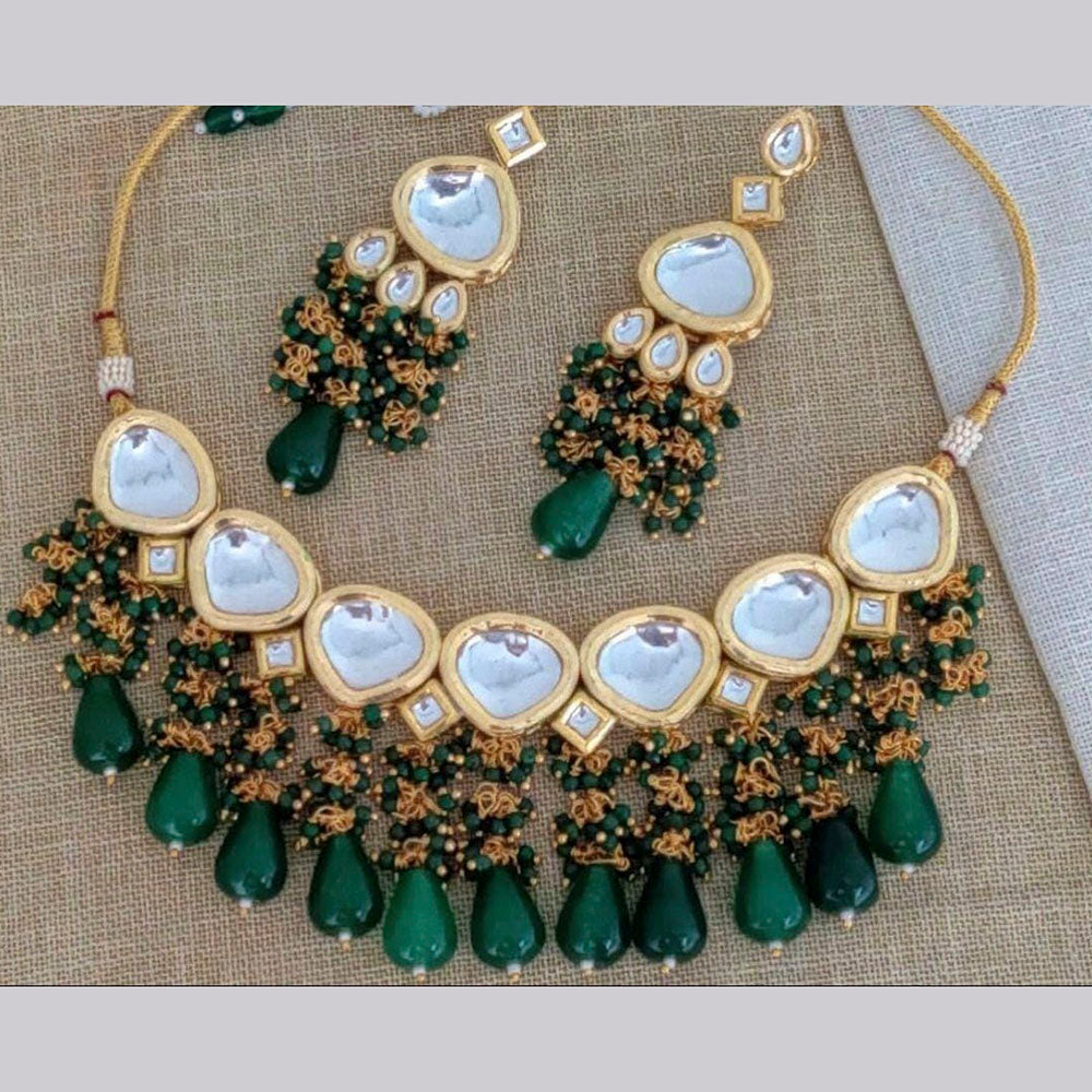 Pooja Bangles Gold Plated Kundan Stone & Beads Choker Necklace Set